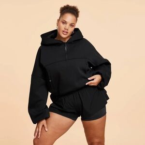 Blogilates Women's Marshmallow half-zip hooded sweatshirt